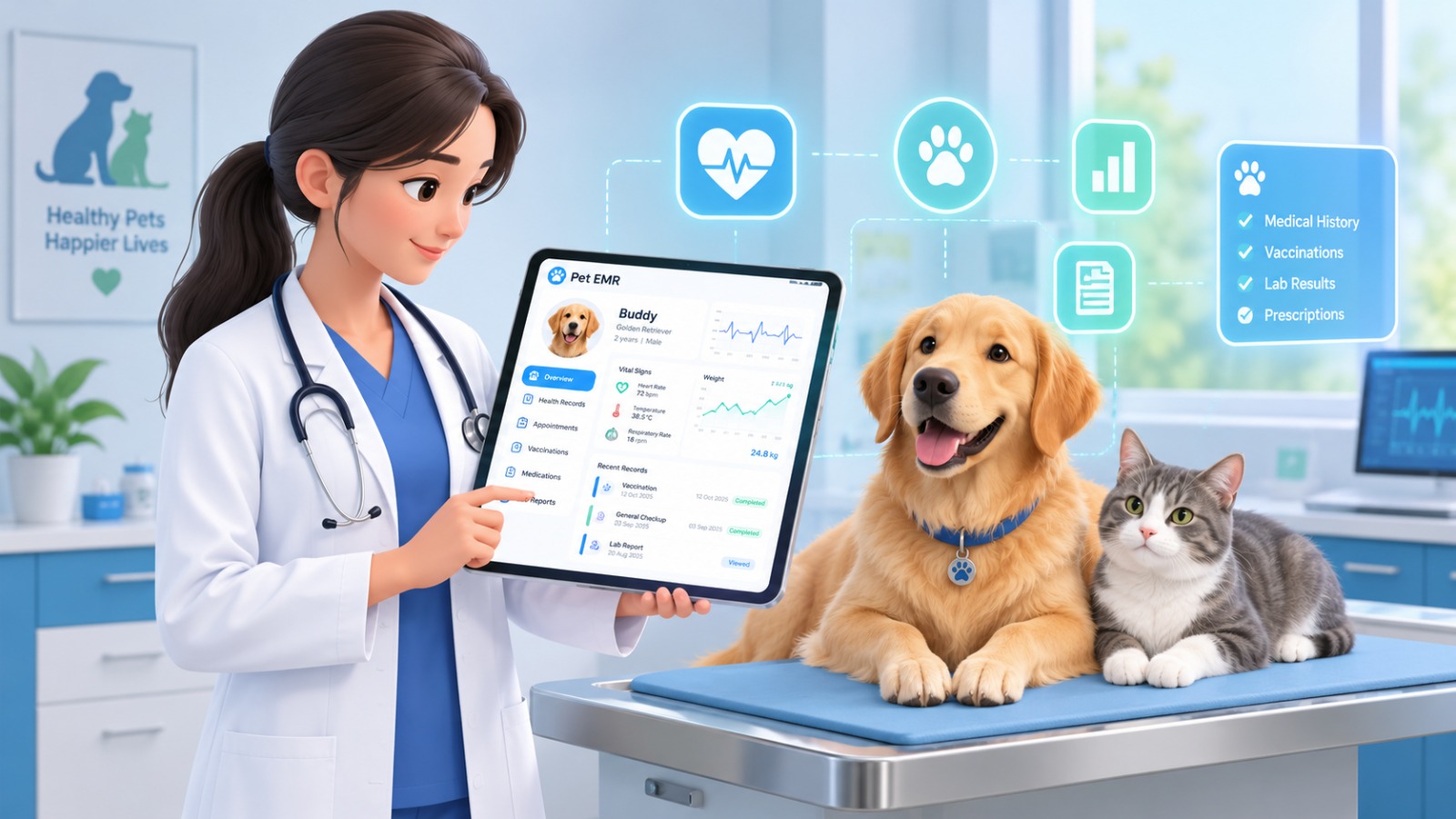 Veterinary EMR software interface